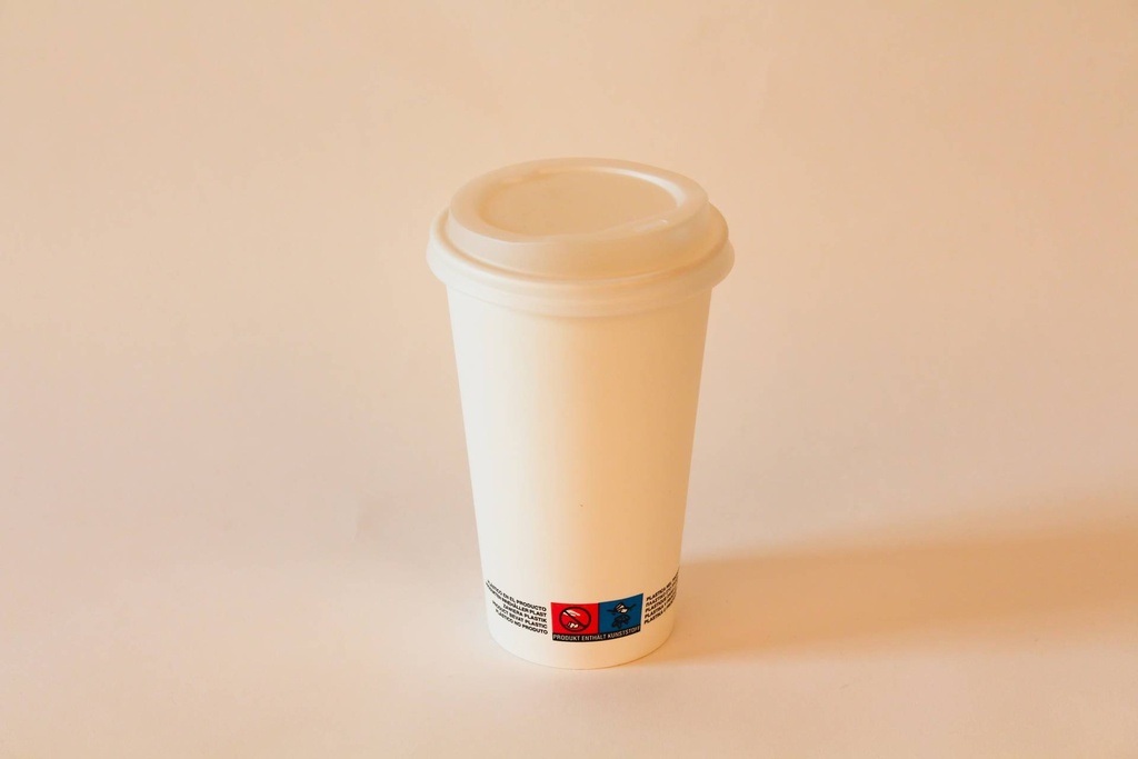 Kaffeebecher Ø90mm/400ml mit Deckel CPLA weiß / weiß / 1000 Stk.