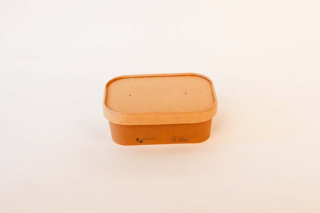Rechteckschale 172x120x56mm / 750ml Braun, 300 Stk. Hartpapier / mit Pappdeckel / 300 Stk.