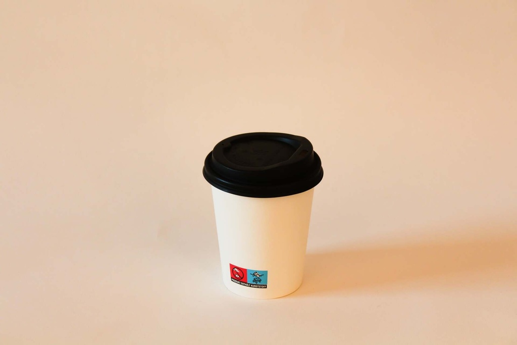 Kaffeebecher Ø80mm/200ml mit Deckel CPLA schwarz / weiß / 1000 Stk.