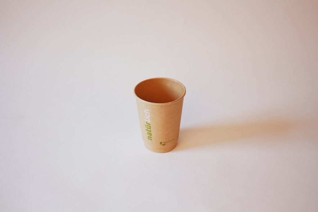 Kaffeebecher Ø90 mm 300 ml – 500 Stück, braun mit Bagassedeckel / braun / 1000 Stk.
