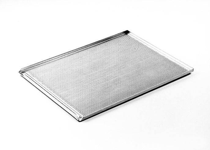 Pizzablech 3 Seiten Rand gelocht aus Aluminium