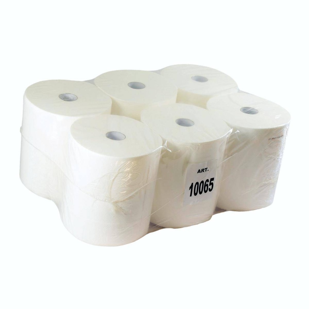 Papierhandtücher Rollenhandtücher Außenabrollung 2-lagig, 100% Zellstoff weiß, 130 m | 6 Rollen