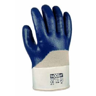 Arbeitsschutzhandschuhe Nitril 3/4-beschichtet, mit Stulpe, blau | Größe: 09