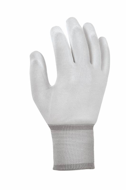 Polyester-Strickhandschuhe mit PU-Beschichtung, weiß | Größe S