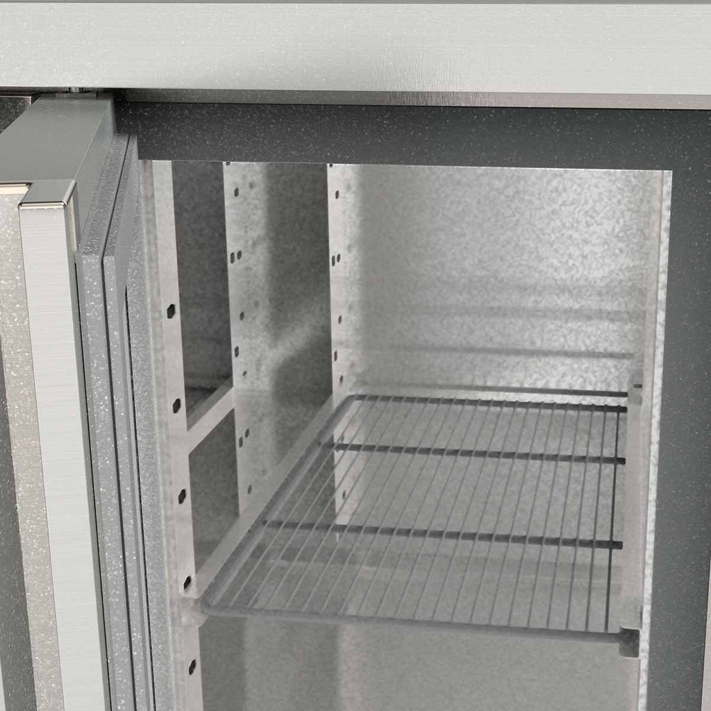 TOPLINE Kühltisch / 4-fach GN1/1 mit 4 Schubladen / 2 Türen & Aufkantung, 2245 x 700 mm