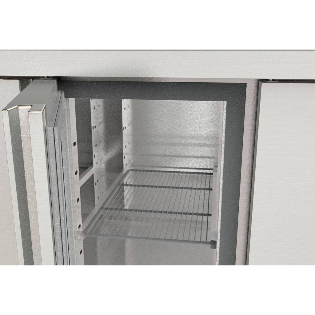TOPLINE Tiefkühltisch / 3-fach GN1/1 mit 4 Schubladen / 1 Tür & Aufkantung, 1795 x 700 mm