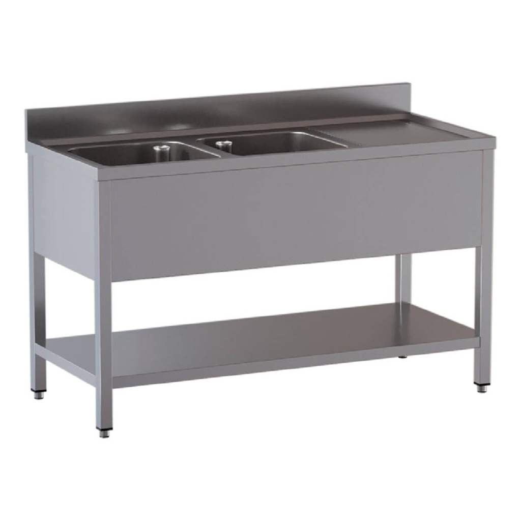 TOPLINE Spültisch / 2 Becken links + Abtropffläche, 1600 x 600 mm