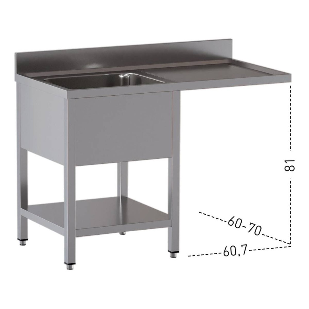 TOPLINE Spülcenter / 1 Becken links, 1200 x 700 mm