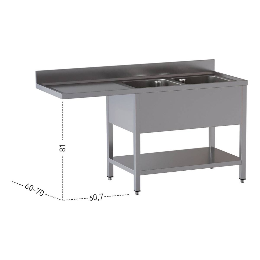 TOPLINE Spülcenter / 2 Becken rechts, 1800 x 700 mm