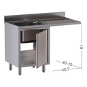 TOPLINE Spülcenter / 1 Becken links mit Flügeltür, 1200 x 600 mm