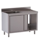 TOPLINE Spülschrank / 1 Becken links mit Schiebetüren, 1200 x 700 mm