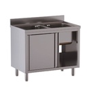 TOPLINE Spülschrank / 2 Becken mit Schiebetüren, 1200 x 600 mm