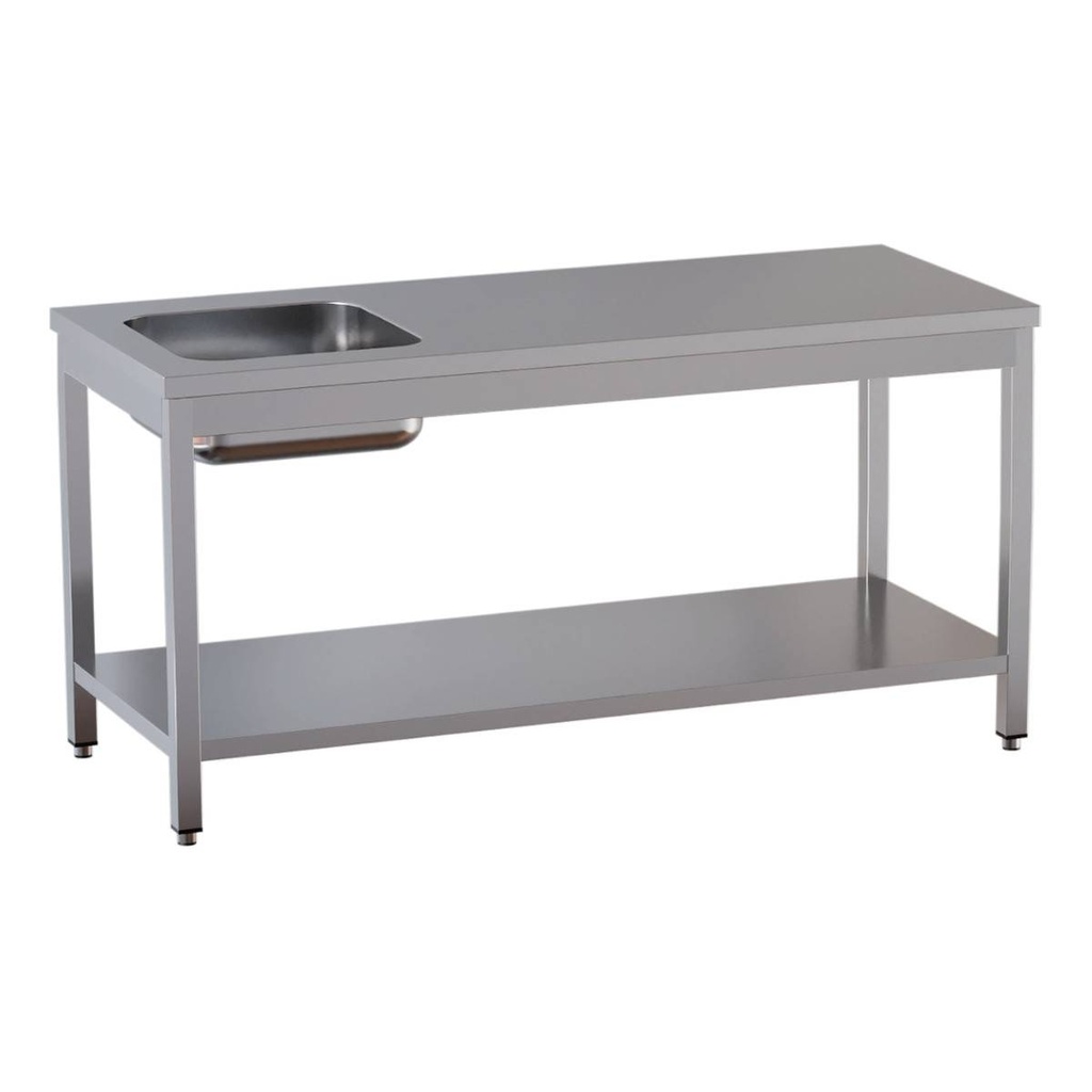 TOPLINE Cheftisch / Becken links, 1600 x 700 mm