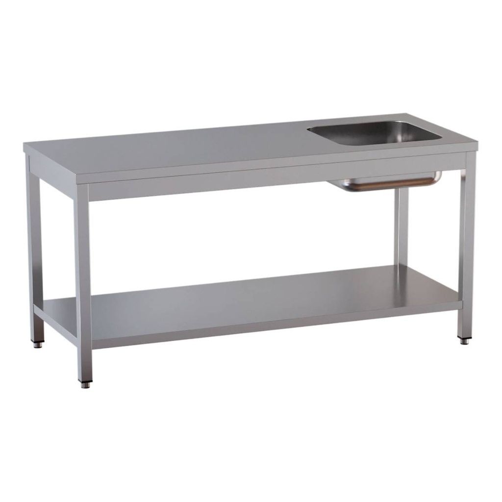 TOPLINE Cheftisch / Becken rechts, 1600 x 700 mm
