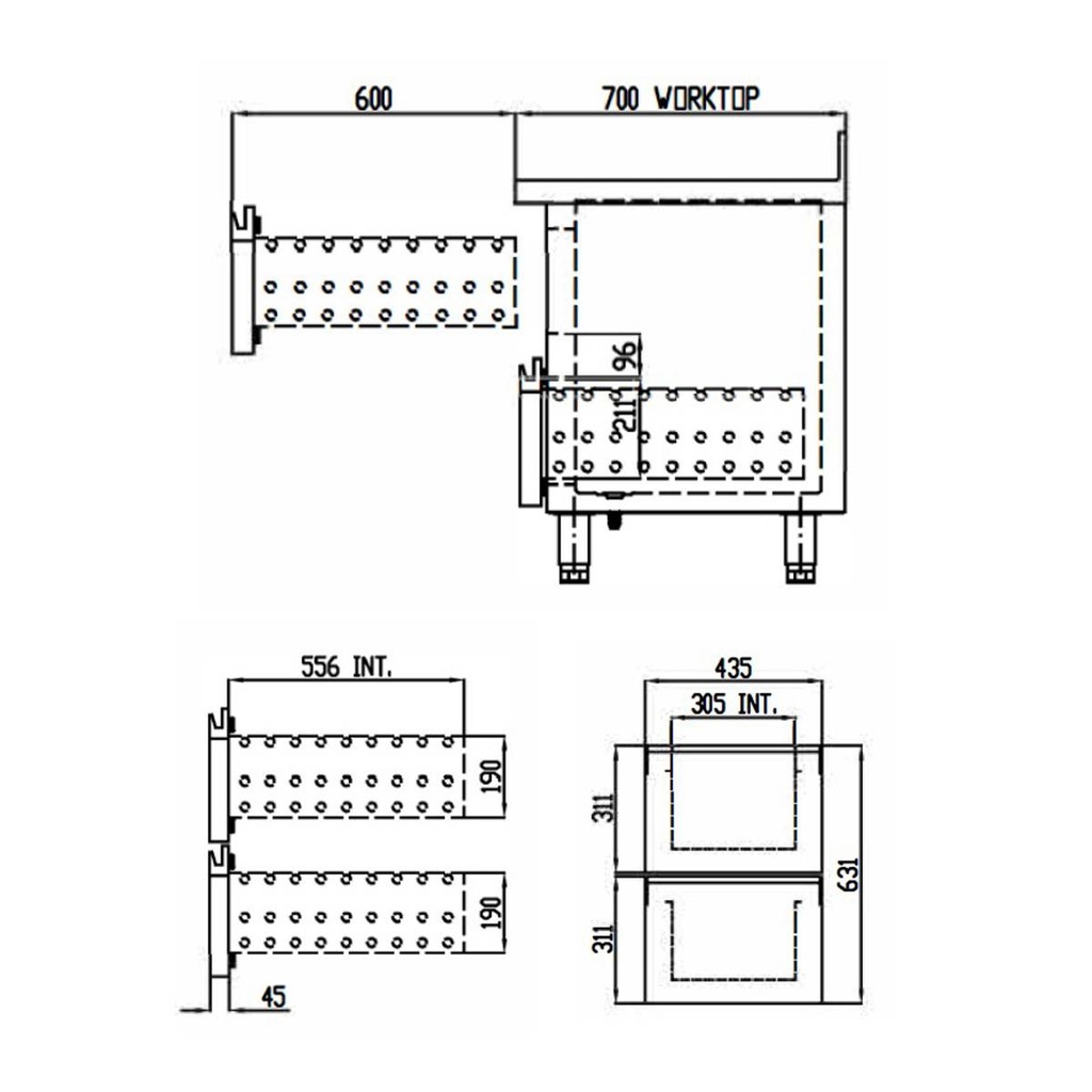 TOPLINE Tiefkühltisch / 3-fach GN1/1 mit 6 Schubladen, 1795 x 700 mm