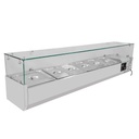 Pizzakühltisch / 1-türig & 7 Schubladen "schwarz" inkl. Kühlaufsatz GN1/3, 1510 x 800 mm