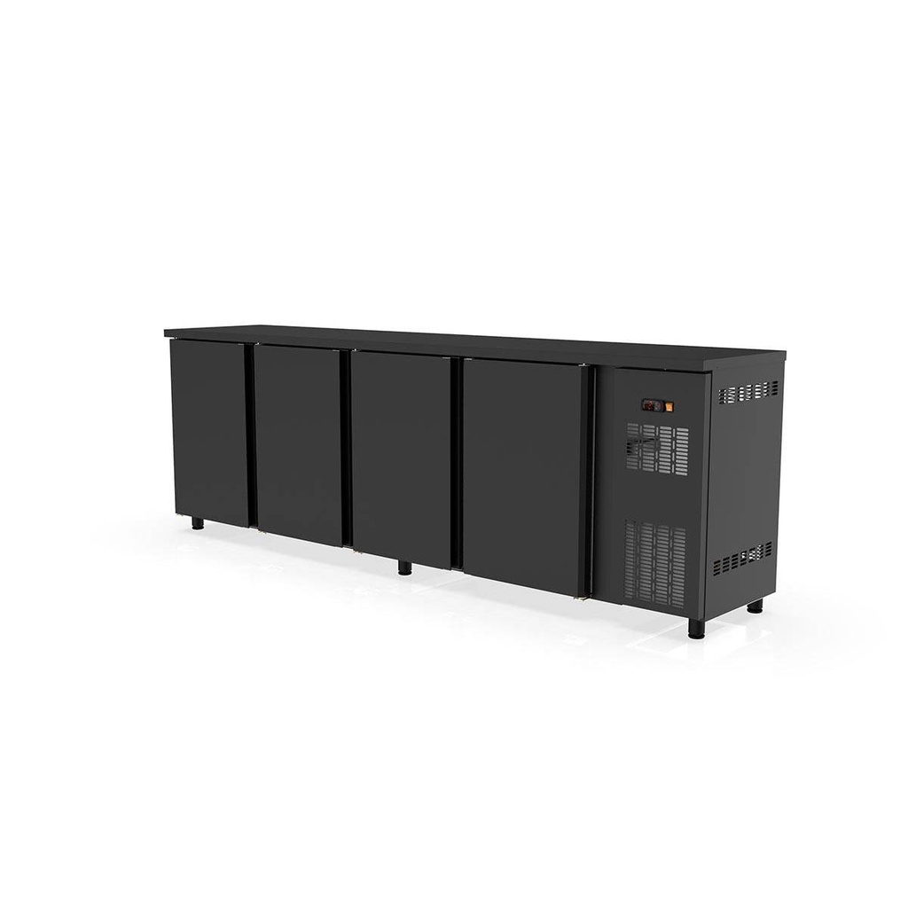 TOPLINE Barkühltisch schwarz / 4 Türen, 2565 x 530 mm