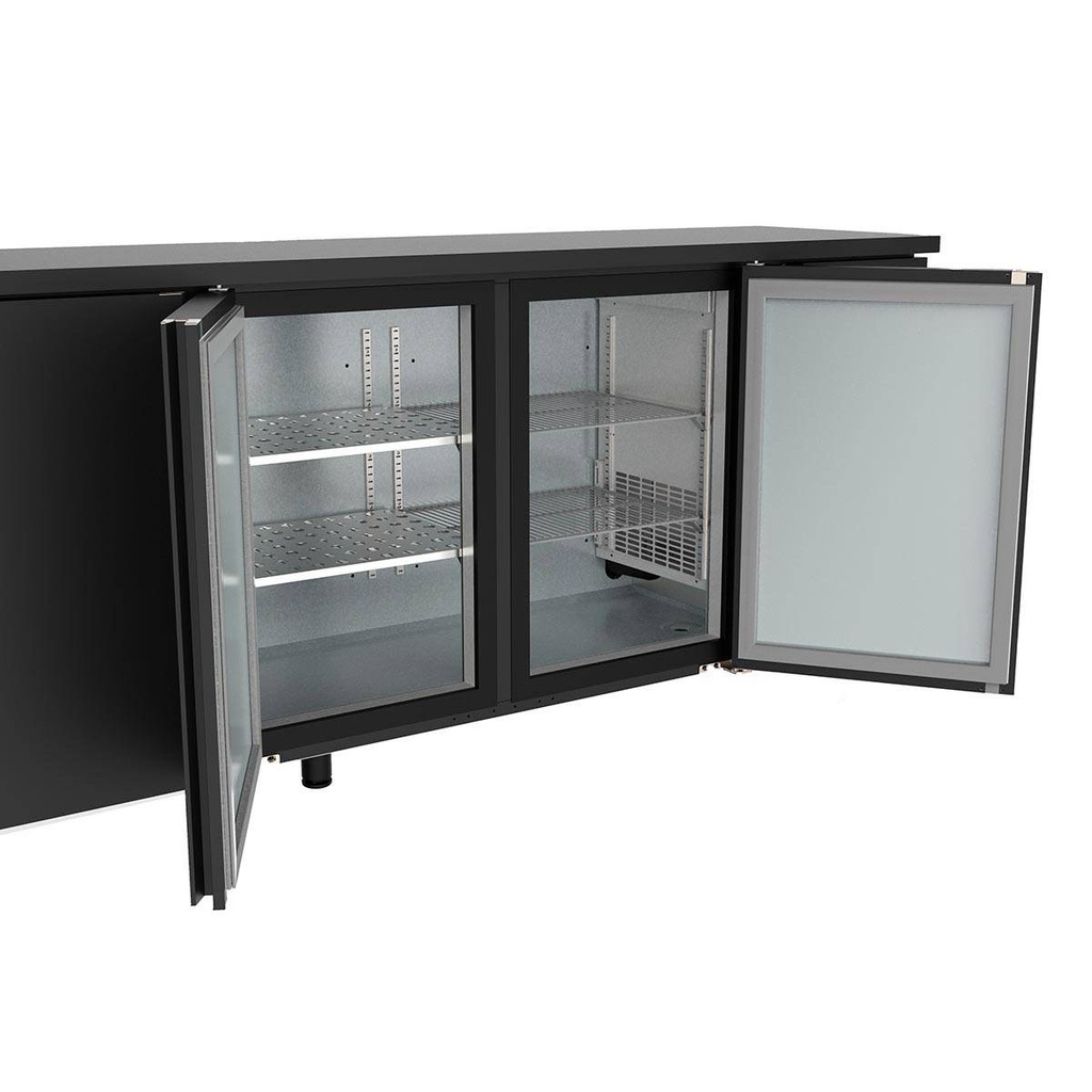 TOPLINE Barkühltisch schwarz / 1 Tür & 6 Schubladen, 2565 x 530 mm