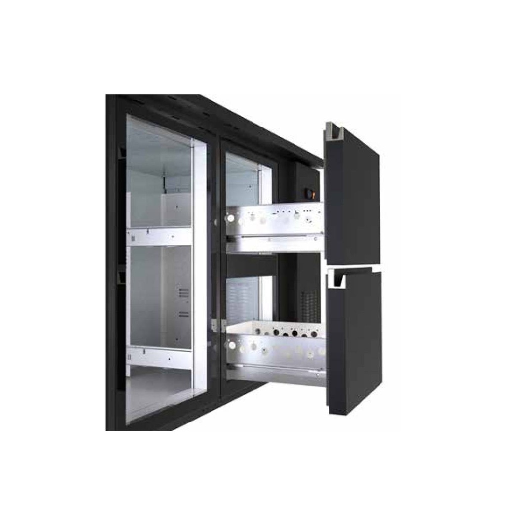 TOPLINE Barkühltisch schwarz / 2 Türen & 4 Schubladen, 2565 x 530 mm