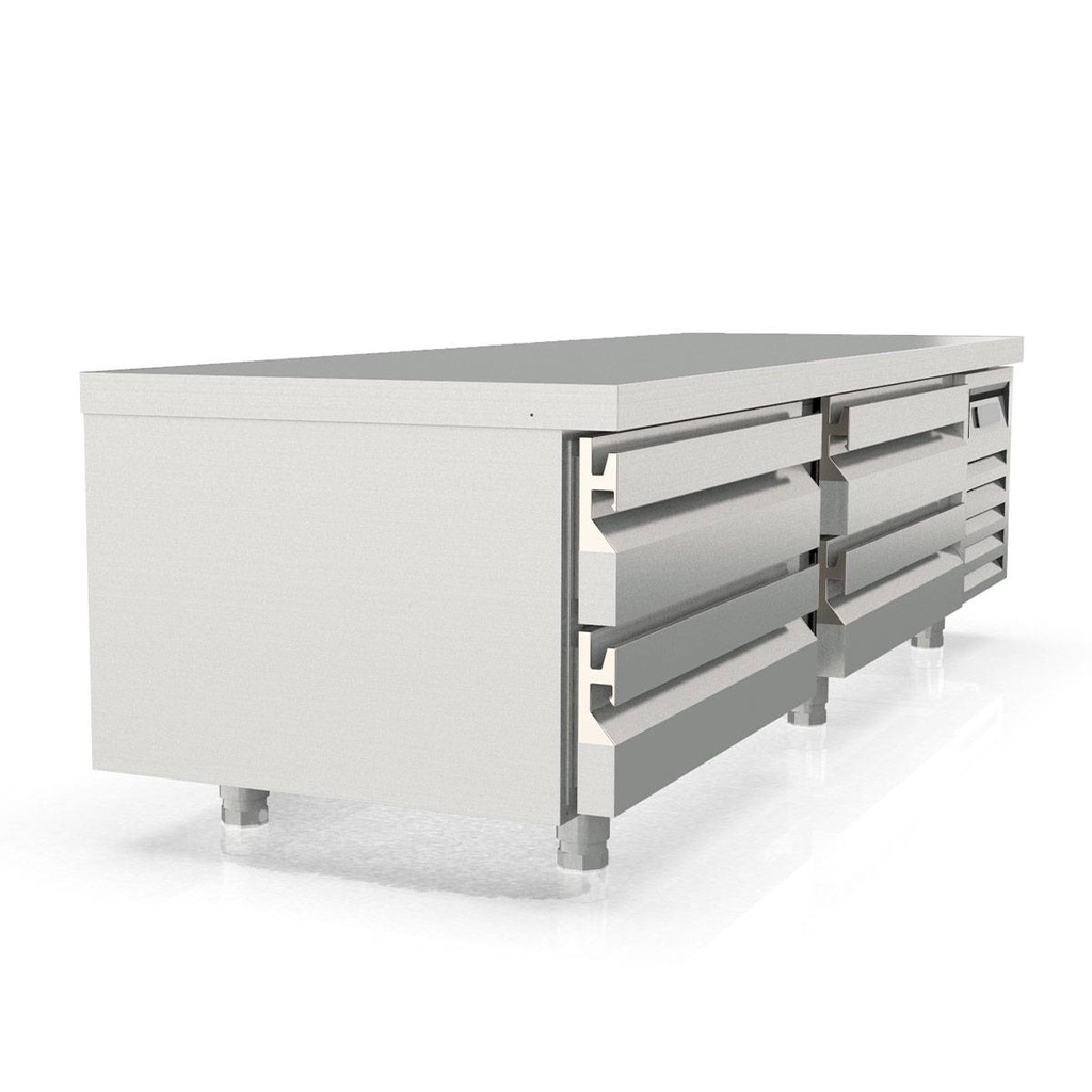 TOPLINE Unterbaukühltisch / 2-fach mit 4 Schubladen für GN 2/1 & GN 1/1, 1660 x 700 mm