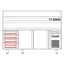 TOPLINE Pizzatisch / 4-fach mit 3 Türen, EN 60x40, Schubladenblock, Granitplatte grau, inkl. Kühlaufsatz, GN 1/4, 2545 x 800 mm