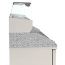 TOPLINE Pizzatisch / 4-fach mit Türen, Granitplatte grau, inkl. Kühlaufsatz, GN 1/4, 2245 x 700 mm