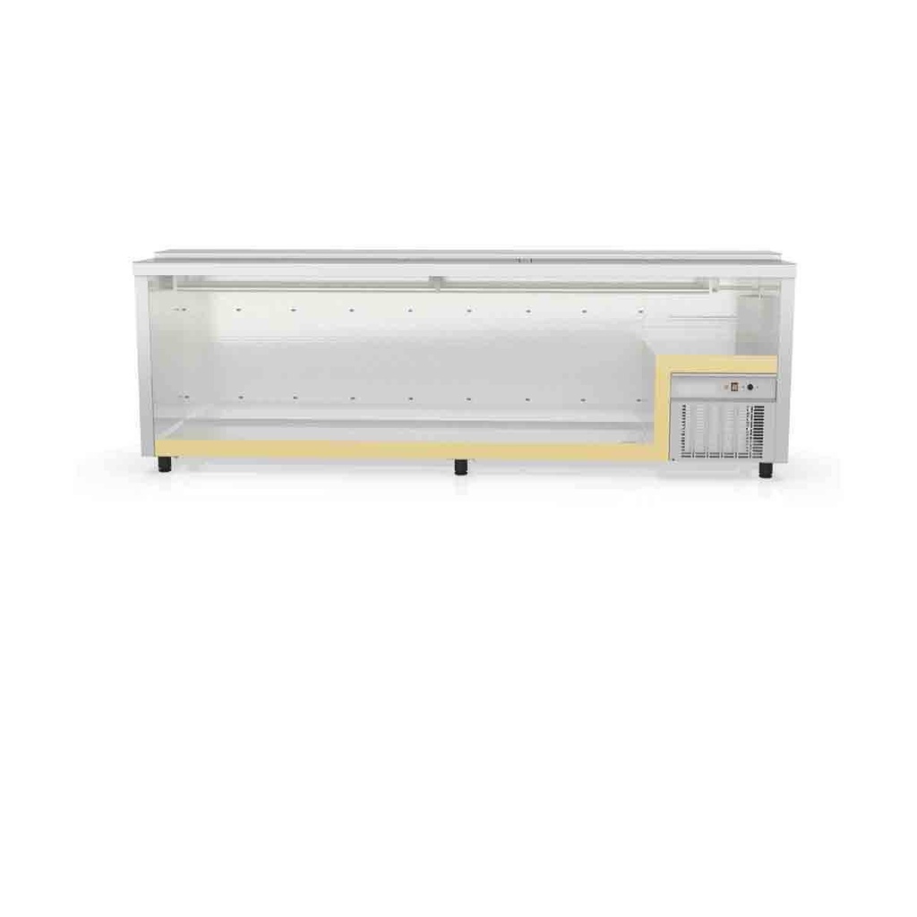 TOPLINE Getränkekühltruhe mit 6 Edelstahlschiebedeckeln, 860 Liter, 2970 x 550 mm