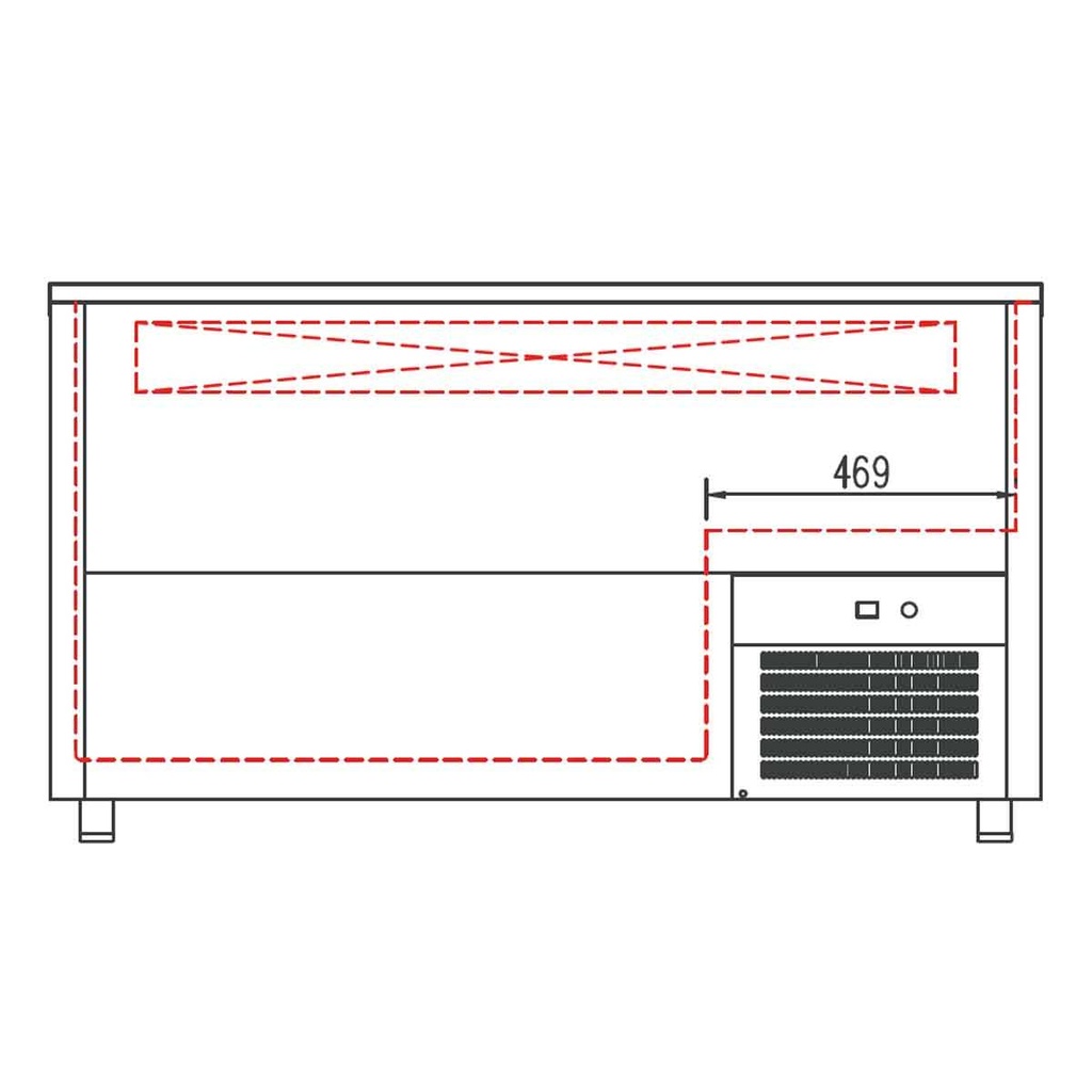 TOPLINE Getränkekühltruhe mit 6 Edelstahlschiebedeckeln, 860 Liter, 2970 x 550 mm