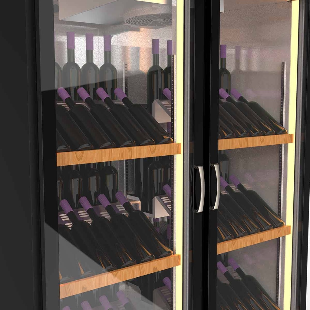 TOPLINE Weinkühlschrank Schwarz, 1706 Liter, 315 Flaschen, 2 Zonen, 2055 x 735 mm