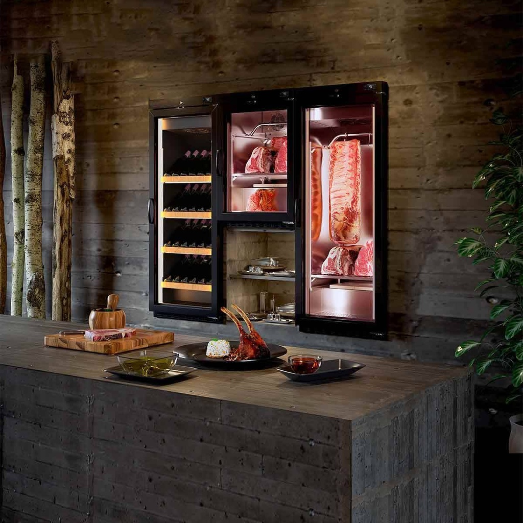 TOPLINE Reifeschrank Dry-Aging Schwarz, 2197 Liter, 450 kg Fleisch, 2055 x 850 mm
