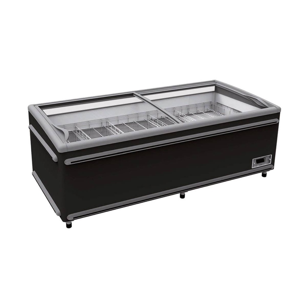 TOPLINE Kühl- und Tiefkühltruhe 850 mit Glasschiebedeckel, Schwarz, LED, 1456 x 858 mm