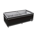 TOPLINE Kühl- und Tiefkühltruhe 850 mit Glasschiebedeckel, Schwarz, Kopfendtruhe für Kombinationen, LED, 1856 x 858 mm