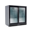 Barkühlschrank schwarz / 2 Glasschiebetüren, Höhe 900 mm, 900 x 520 mm