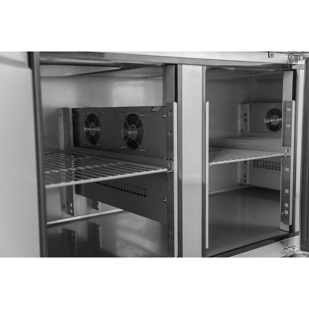 Salattheke / 2-fach mit Türen, Glasaufbau, für 4x GN 1/1 "schwarz", 1500 x 800 mm