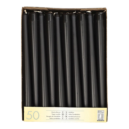 50 Leuchterkerzen Ø 2,2 cm · 25 cm schwarz