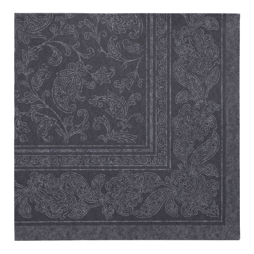 20 Servietten "ROYAL Collection" 1/4-Falz 40 cm x 40 cm schwarz "Ornaments"