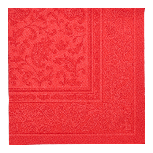 50 Servietten "ROYAL Collection" 1/4-Falz 40 cm x 40 cm rot "Ornaments"