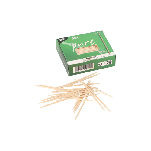 300 Zahnstocher, Holz "pure" rund 6,5 cm