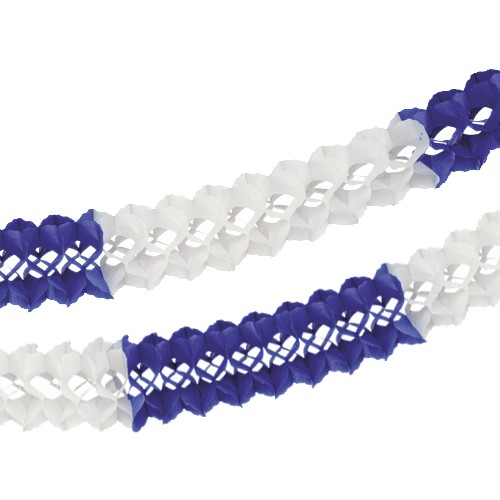 Großraumgirlande, Papier Ø 16 cm · 10 m blau/weiss schwer entflammbar