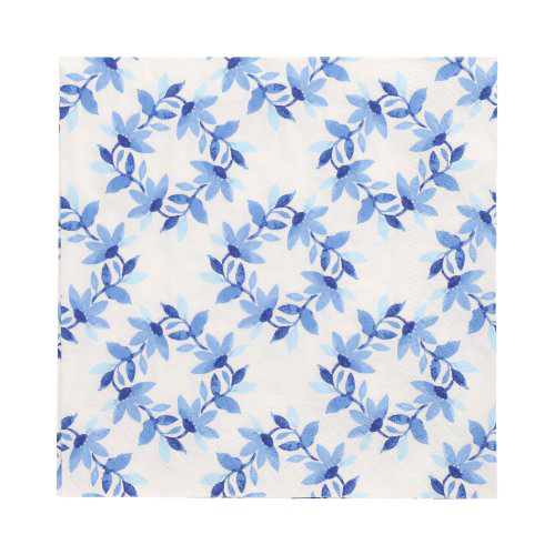 20 Servietten, 3-lagig 1/4-Falz 33 cm x 33 cm "Blue Wreaths"