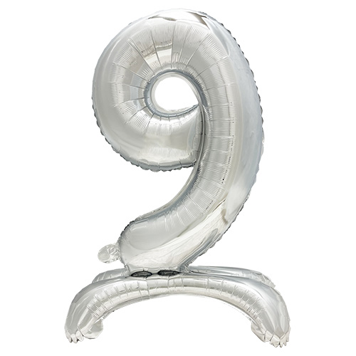 Folienluftballon 73 cm silber "9" stehend