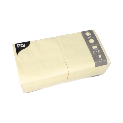 500 Servietten, 1-lagig 1/4-Falz 33 cm x 33 cm creme
