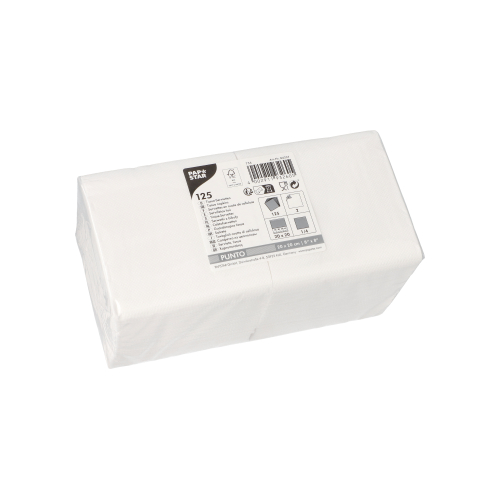 125 Servietten, 2-lagig "PUNTO" 1/4-Falz 20 cm x 20 cm weiss