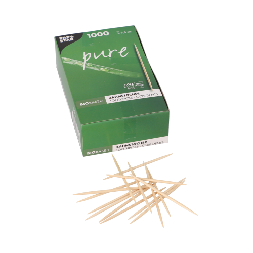 1000 Zahnstocher, Holz "pure" rund 6,8 cm