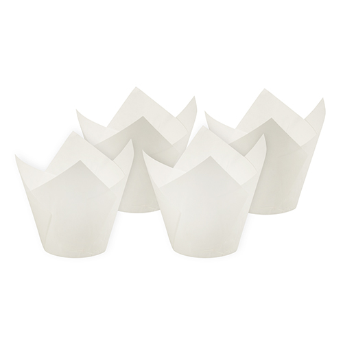 200 Backförmchen Ø 5 cm · 8,5 cm weiss "Tulip"