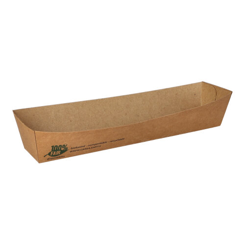 80 Snacktrays, Pappe "pure" 3,5 cm x 3,3 cm x 18,5 cm braun "100% Fair"