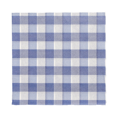 100 Servietten, 1-lagig 1/4-Falz 33 cm x 33 cm blau/weiss "Vichy Karo"