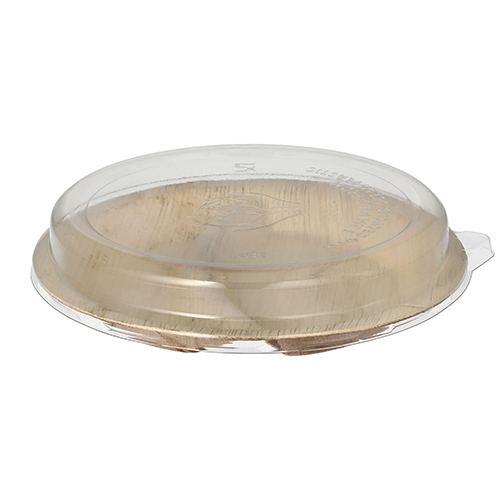 10 Teller, Palmblatt 2-geteilt 300 ml Ø 23 cm · 5,3 cm mit rPET Deckel "Kombipack"
