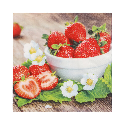 20 Servietten, 3-lagig 1/4-Falz 33 cm x 33 cm "Strawberry Taste"