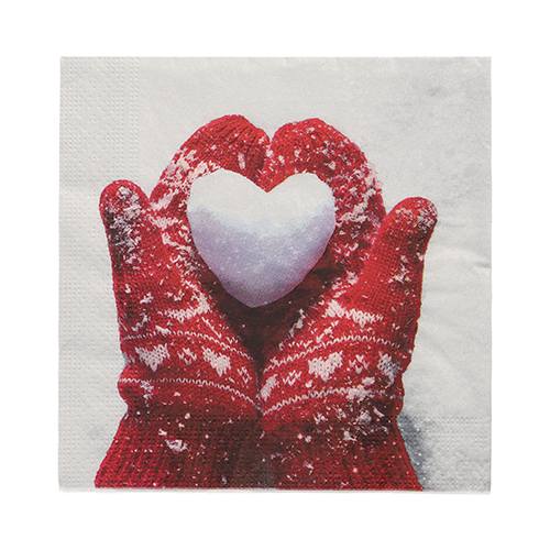 20 Servietten, 3-lagig 1/4-Falz 33 cm x 33 cm "Mittens in the Snow"